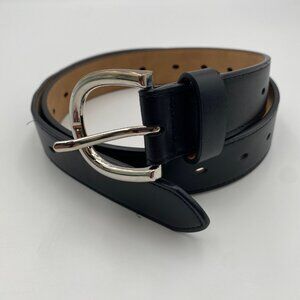 Target Black Dress Belt with Silver Buckle Adjustable Mens Up to 33" 1 1/8" W